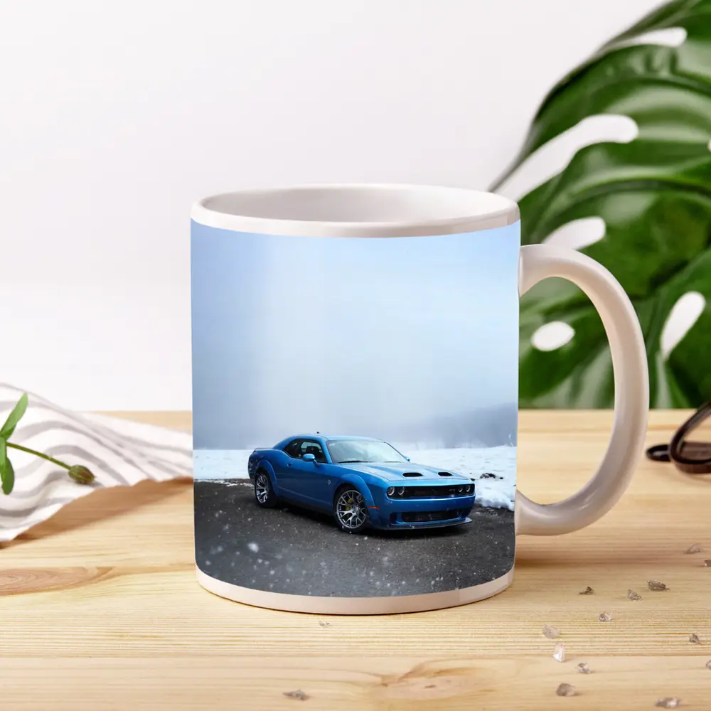 Dodge Challenger Blue Muscle Car Snowy Scene – Mugs