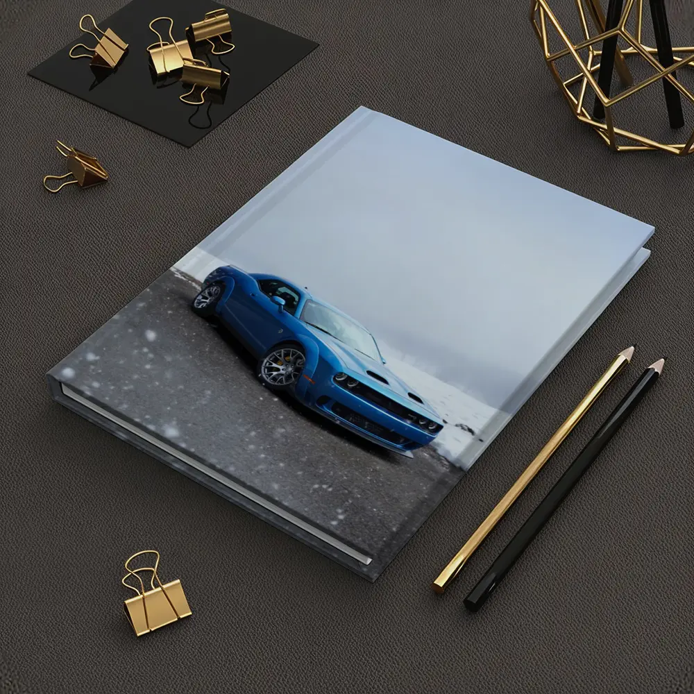 Dodge Challenger Blue Muscle Car Snowy Scene – Notebooks