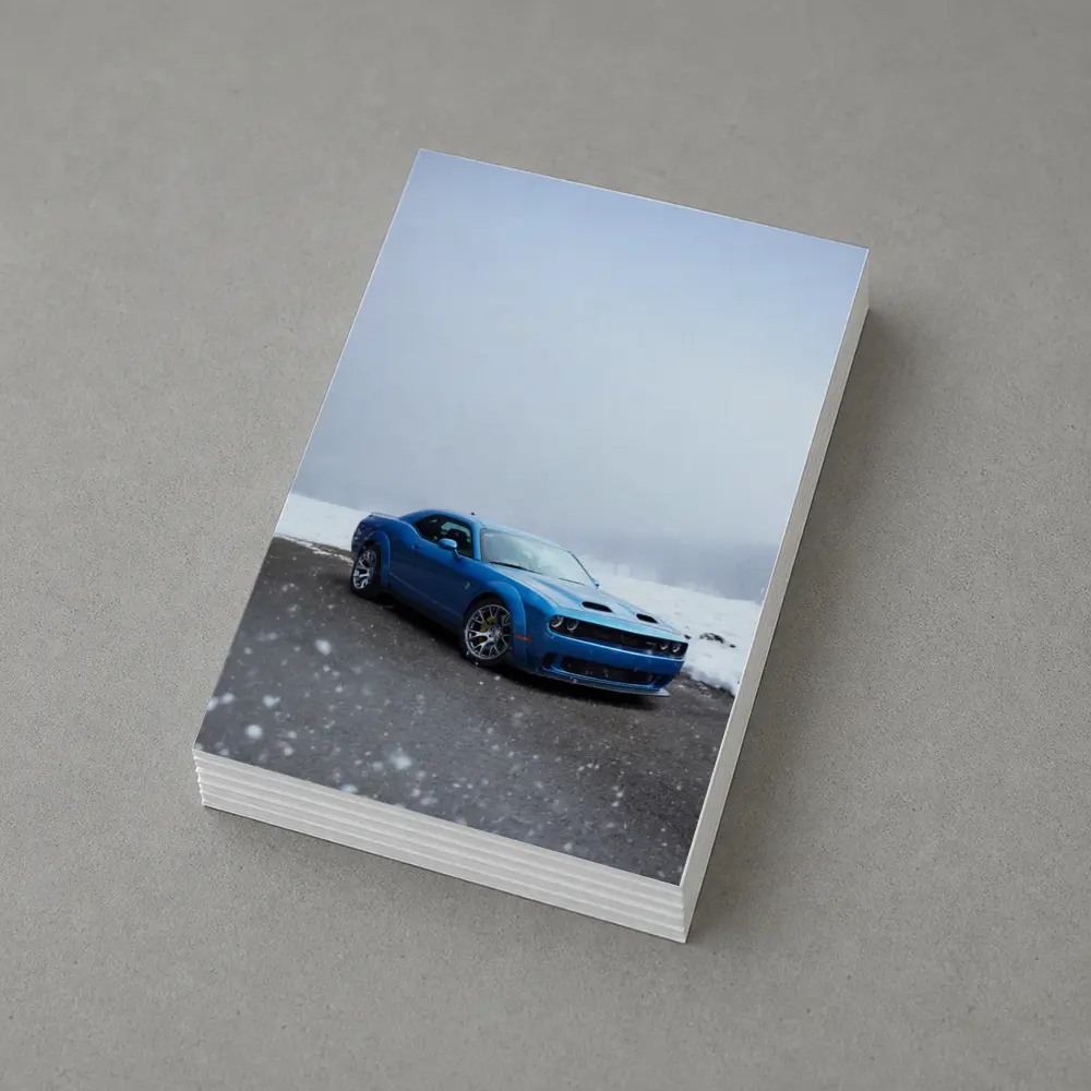Dodge Challenger Blue Muscle Car Snowy Scene – Postcards