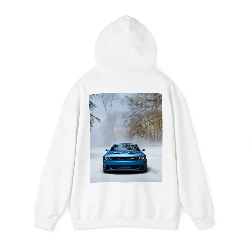 Dodge Challenger SRT Blue Snow Winter Scene – Hoodies