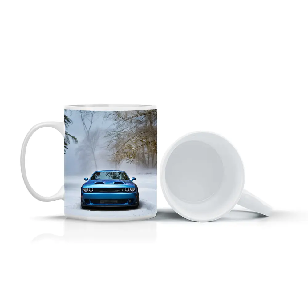 Dodge Challenger SRT Blue Snow Winter Scene – Mugs