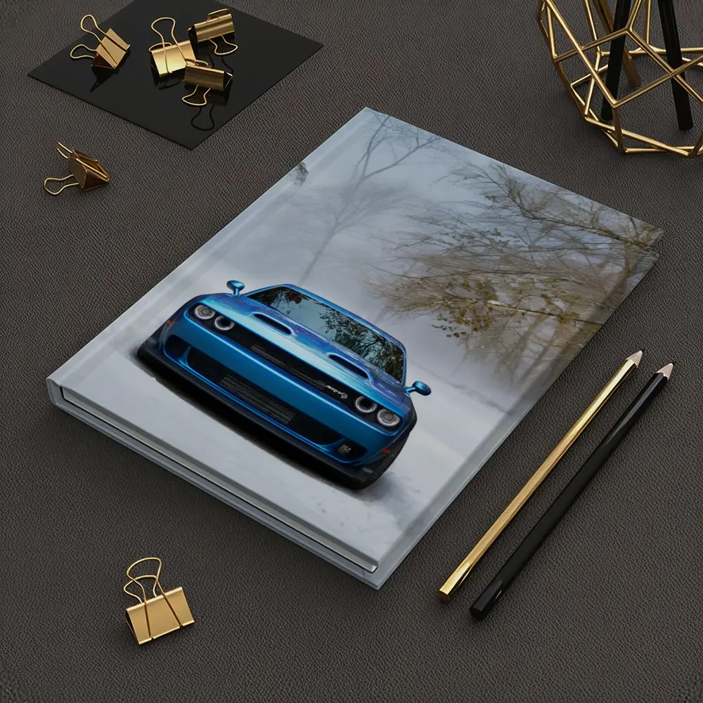 Dodge Challenger SRT Blue Snow Winter Scene – Notebooks