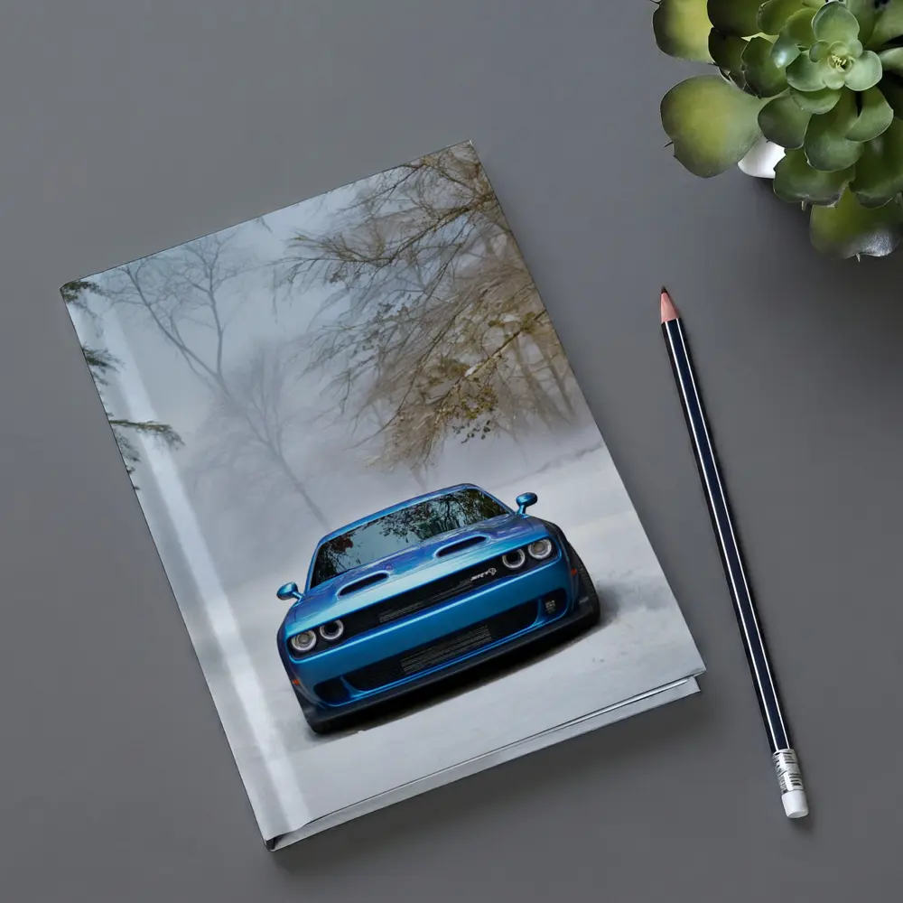 Dodge Challenger SRT Blue Snow Winter Scene – Notebooks