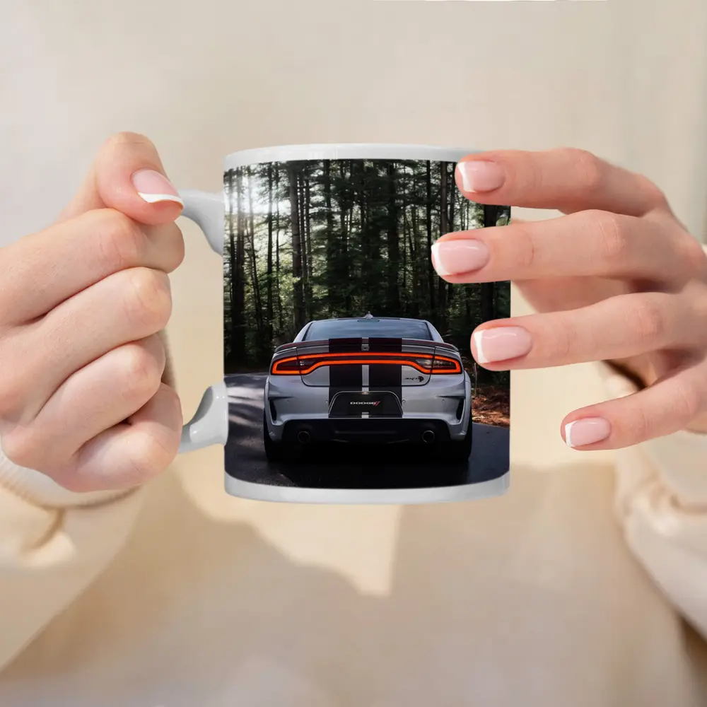 Dodge Charger Rear View Forest Road – Mugs