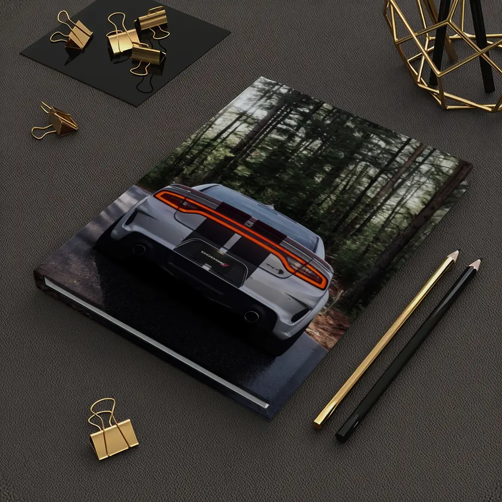 Dodge Charger Rear View Forest Road – Notebooks