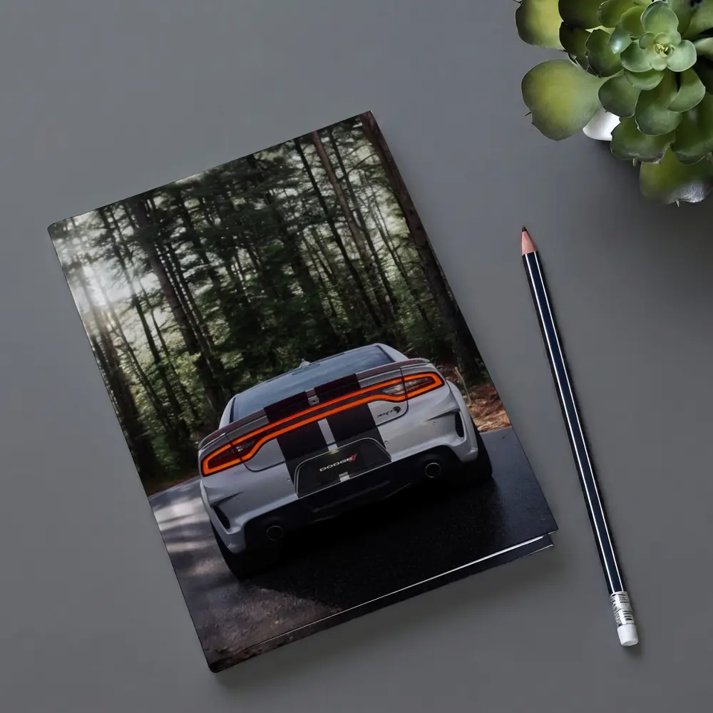 Dodge Charger Rear View Forest Road – Notebooks