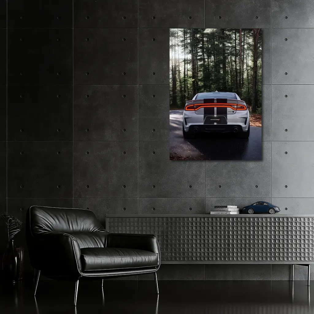Dodge Charger Rear View Forest Road – Wall Art