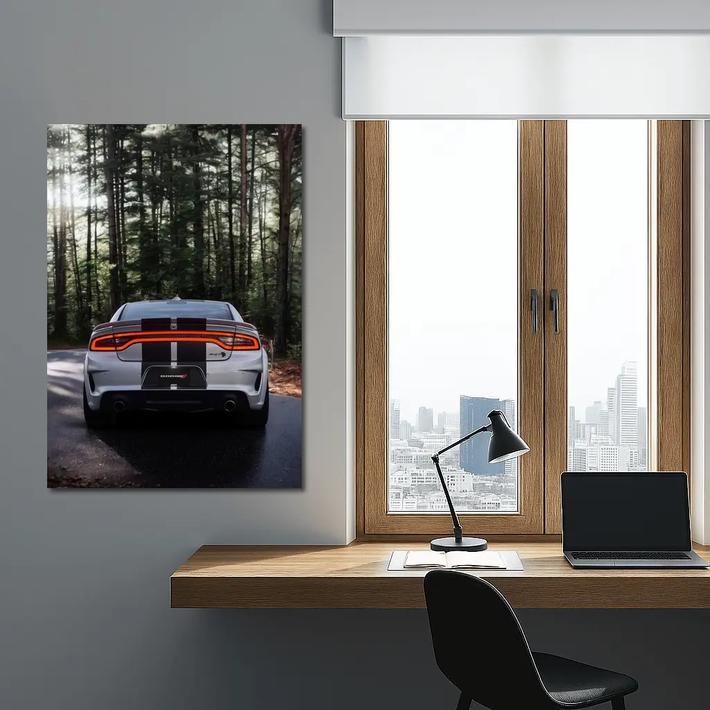Dodge Charger Rear View Forest Road – Wall Art
