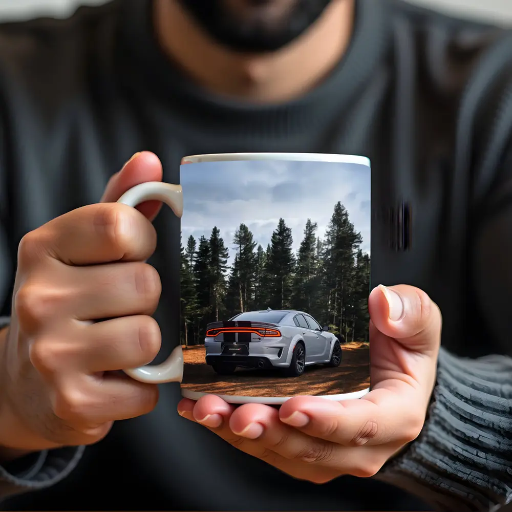 Dodge Charger Rear View Forest Background – Mugs