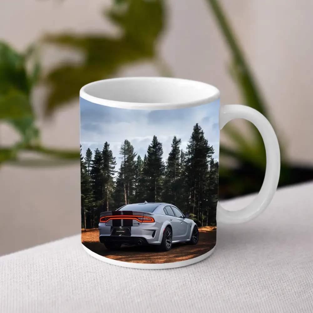 Dodge Charger Rear View Forest Background – Mugs
