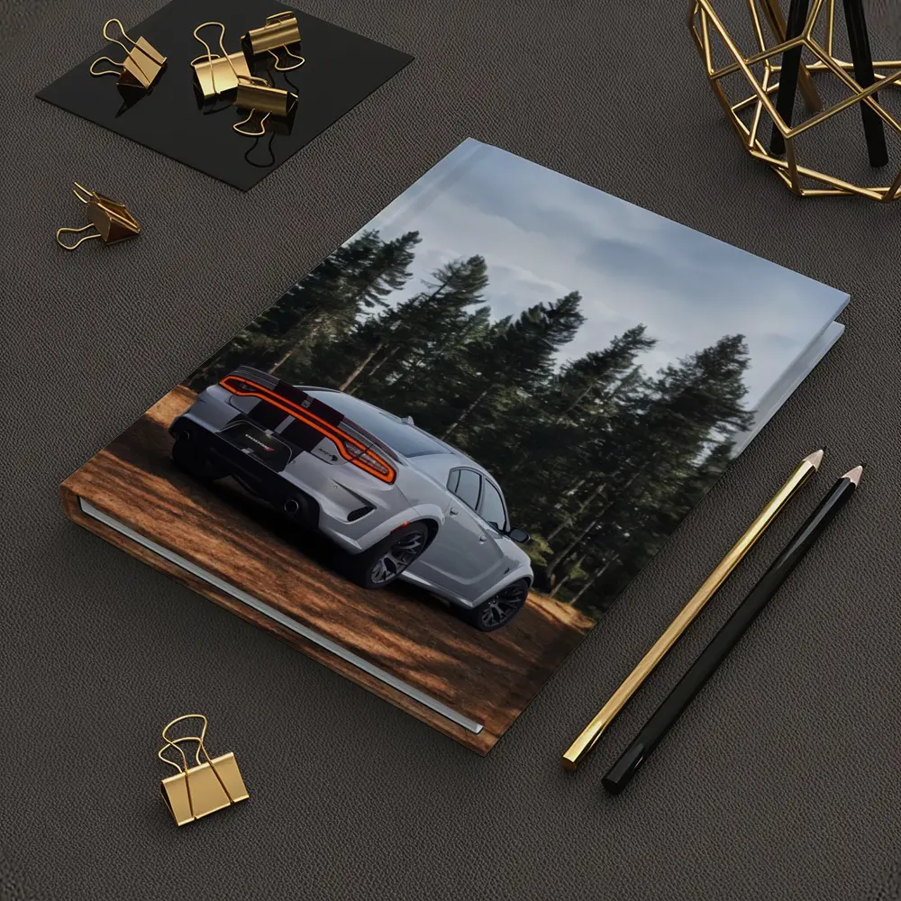 Dodge Charger Rear View Forest Background – Notebooks