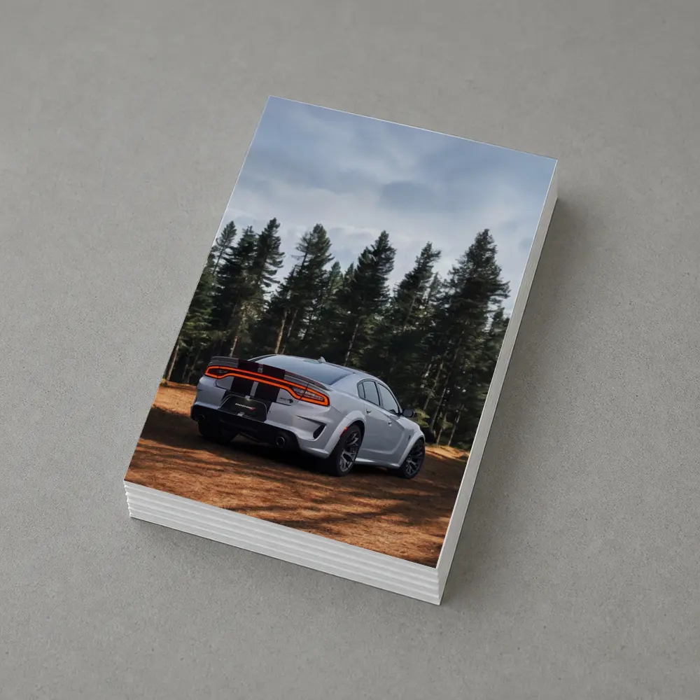 Dodge Charger Rear View Forest Background – Postcards