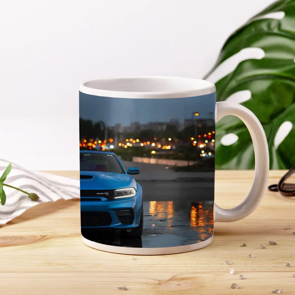 Dodge Charger SRT Blue Rainy City Night – Mugs