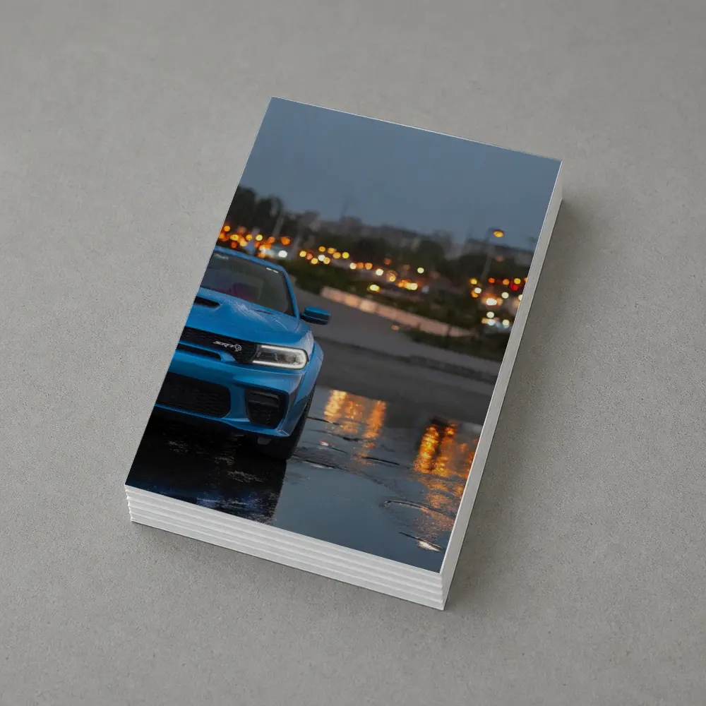 Dodge Charger SRT Blue Rainy City Night – Postcards