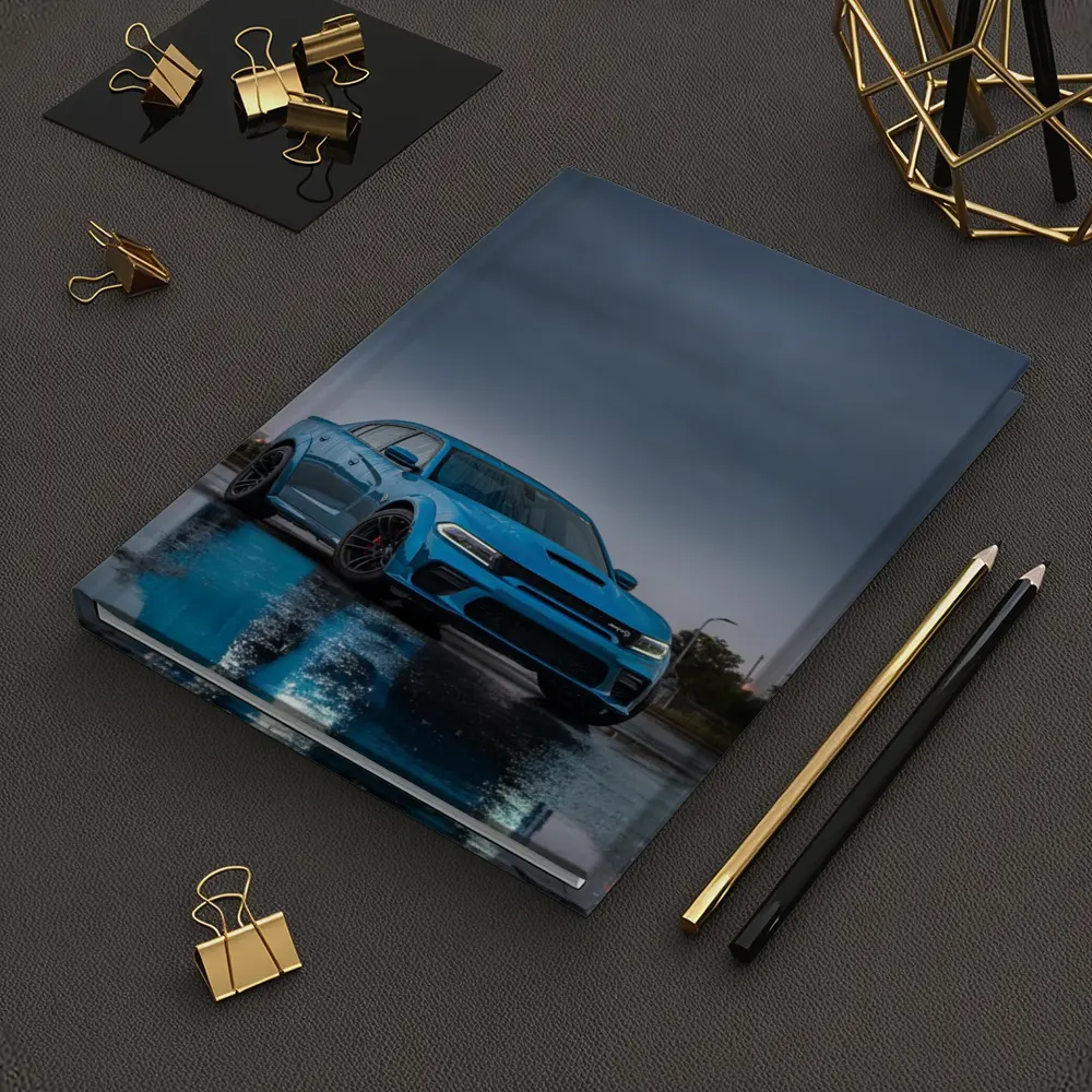 Dodge Charger Blue Wet City Street Night – Notebooks