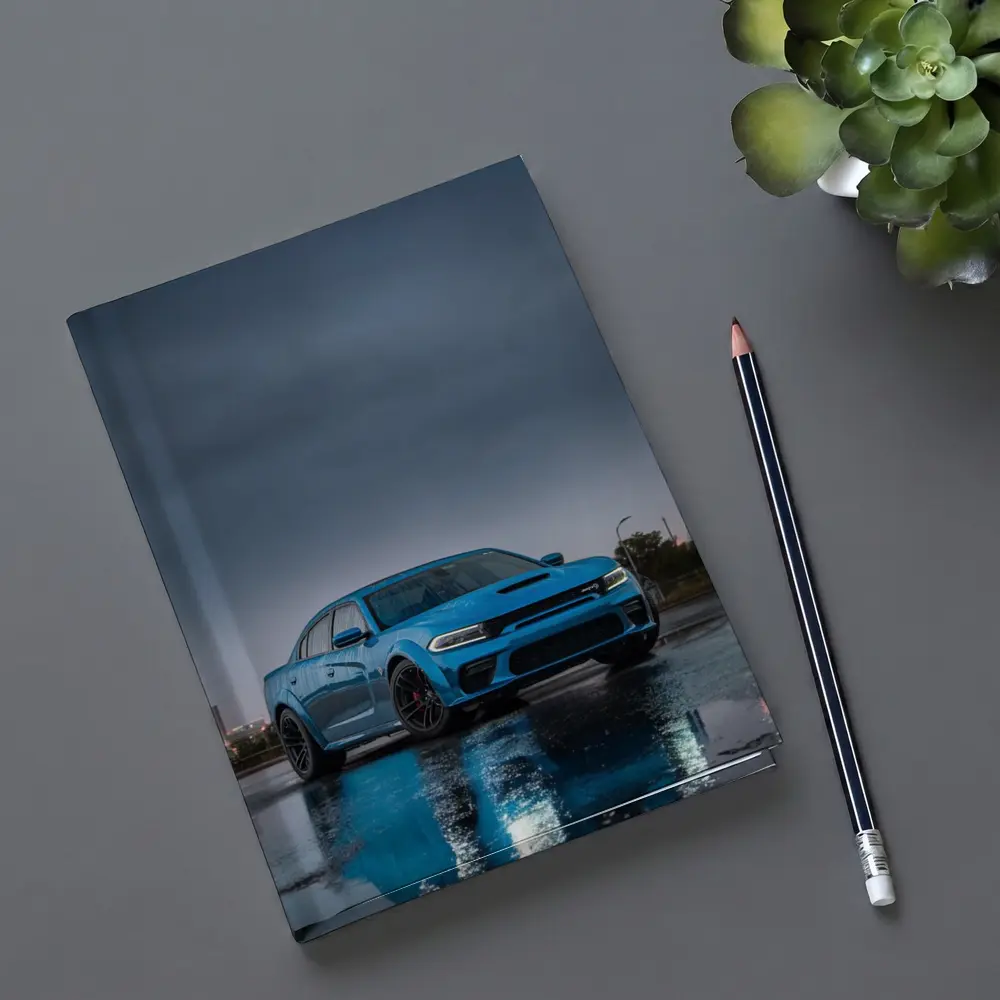 Dodge Charger Blue Wet City Street Night – Notebooks