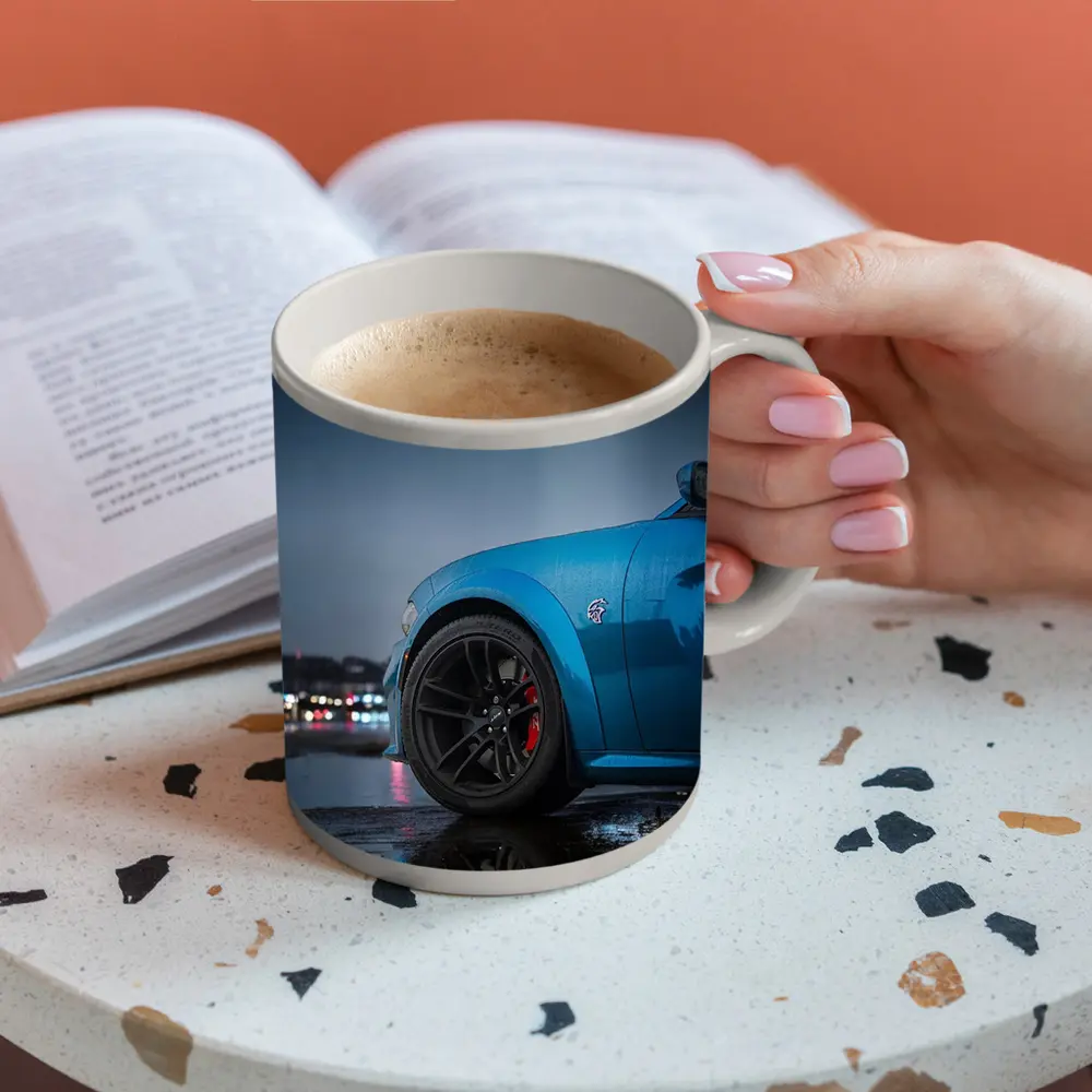 Dodge Charger Blue Wet City Night – Mugs
