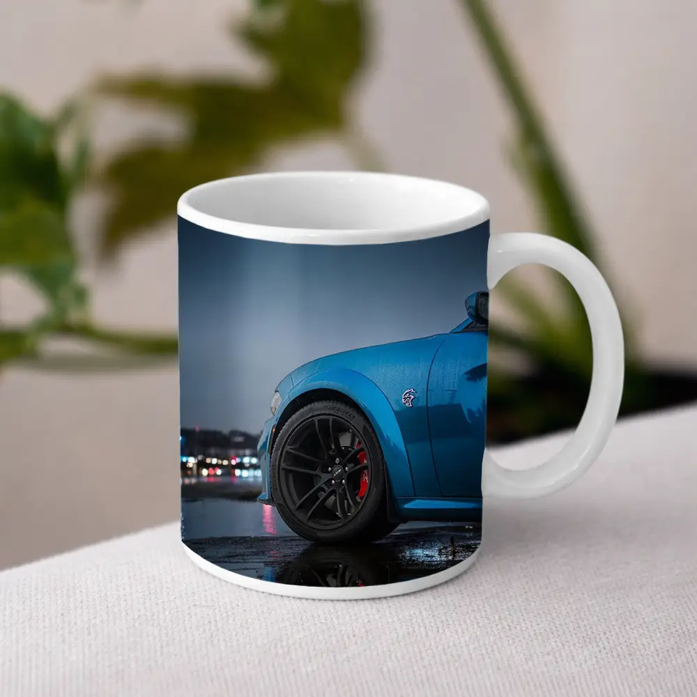 Dodge Charger Blue Wet City Night – Mugs