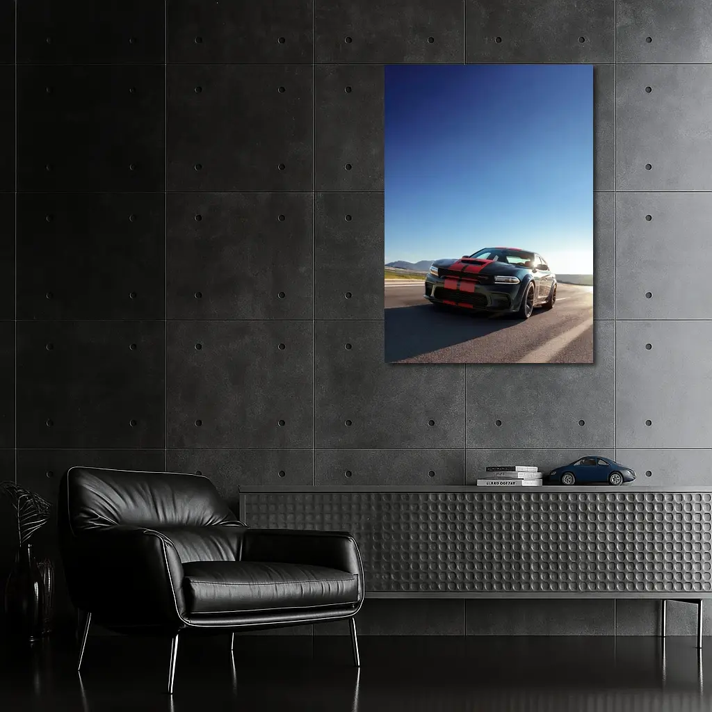 Dodge Charger Red Stripes Open Road – Wall Art