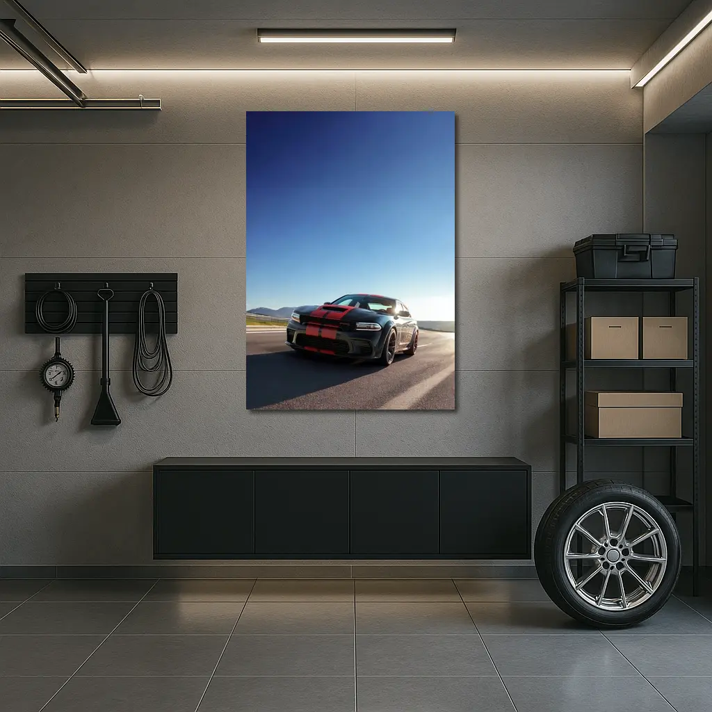 Dodge Charger Red Stripes Open Road – Wall Art
