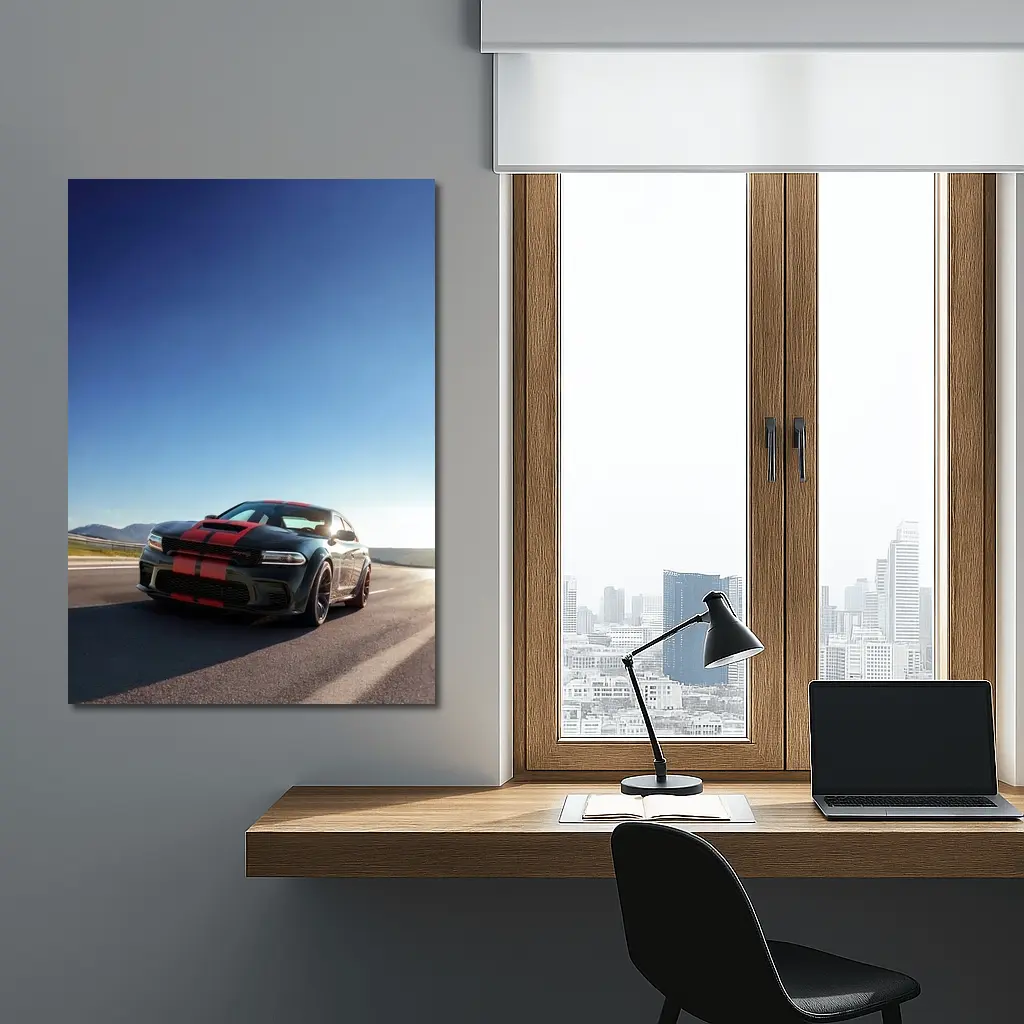 Dodge Charger Red Stripes Open Road – Wall Art