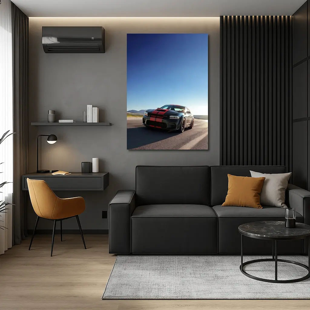 Dodge Charger Red Stripes Open Road – Wall Art