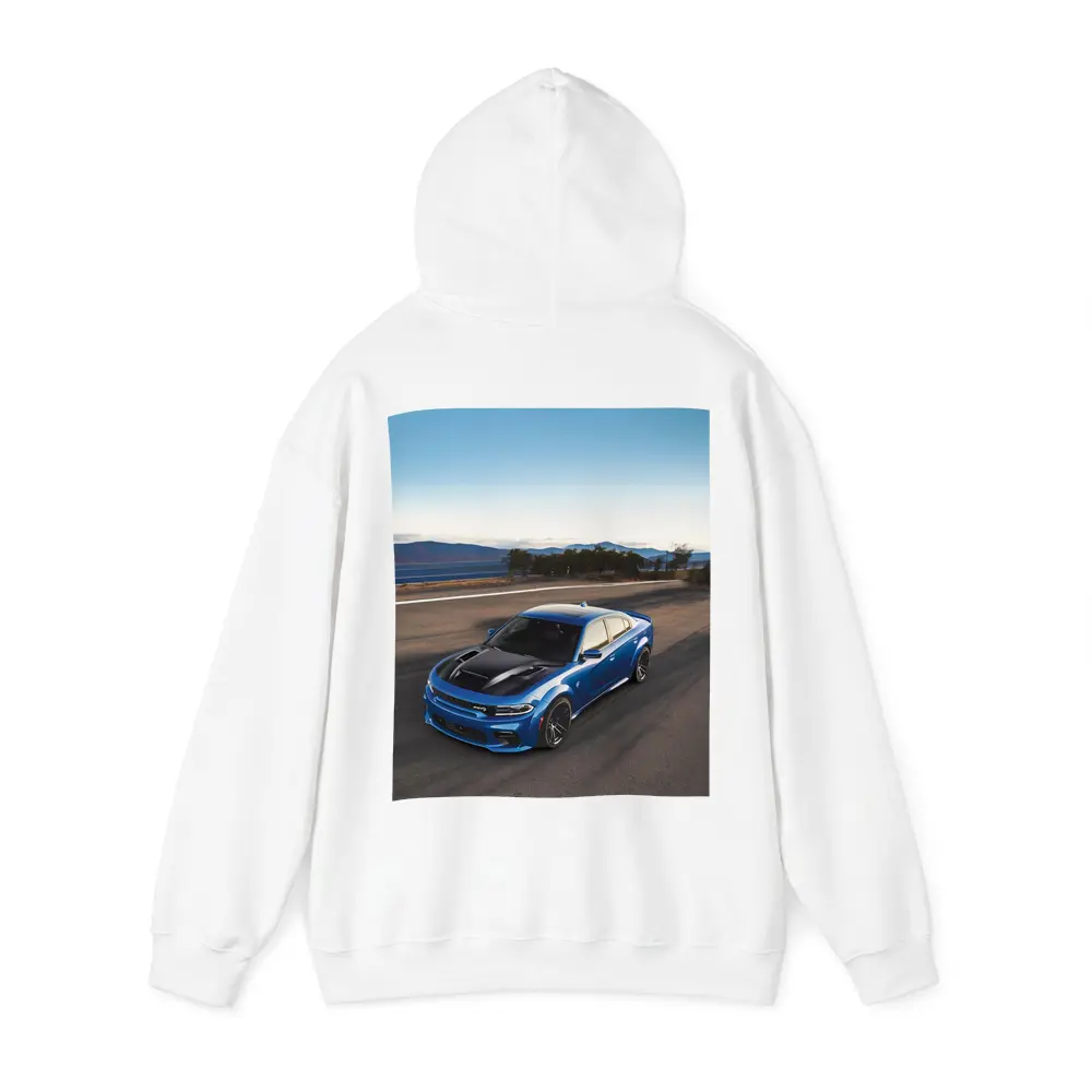Dodge Charger Blue Muscle Car On Road – Hoodies