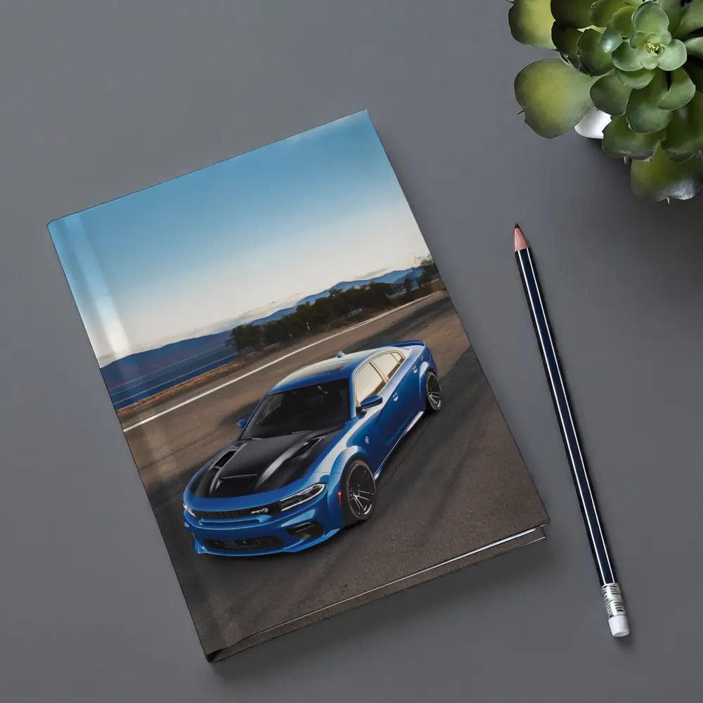 Dodge Charger Blue Muscle Car On Road – Notebooks