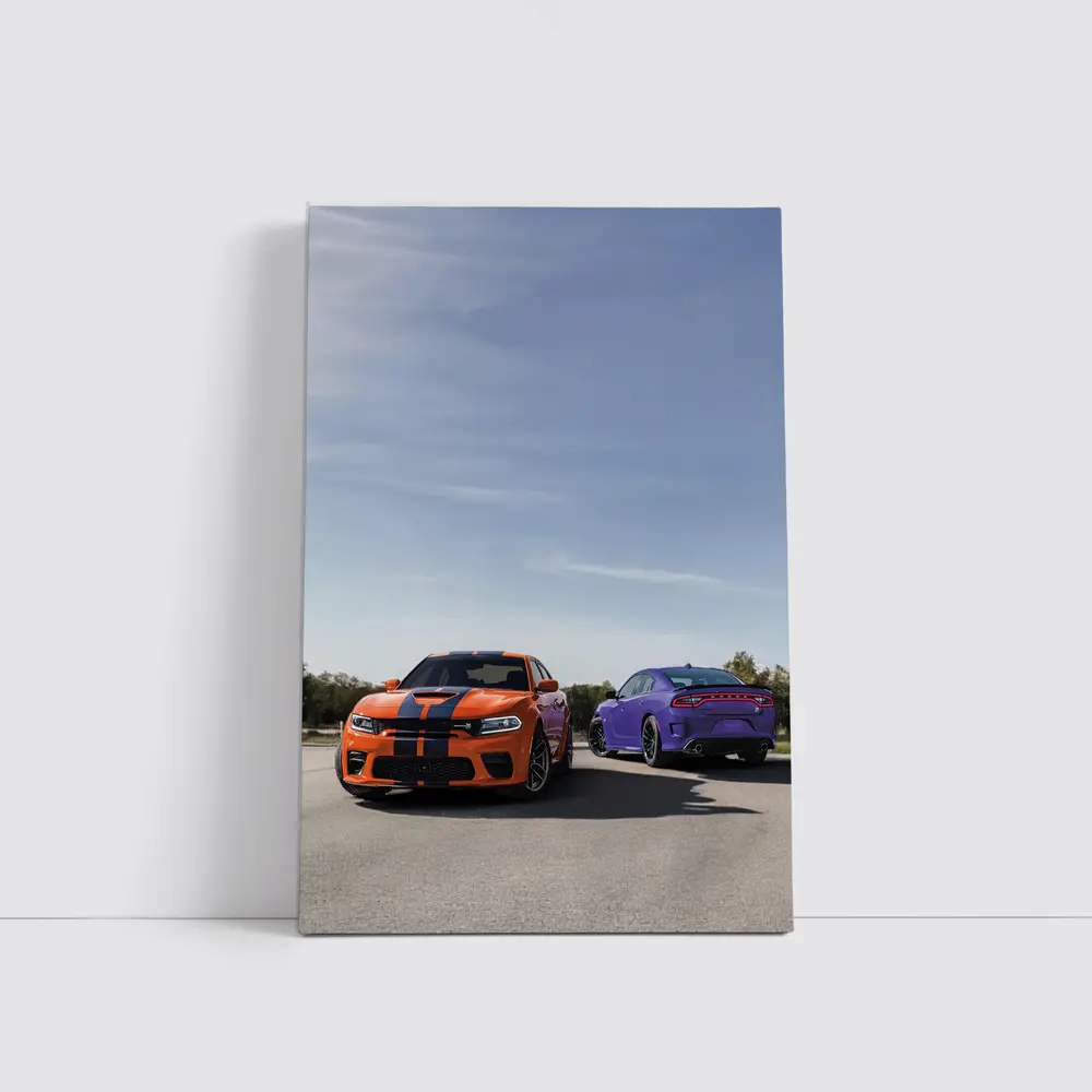 Dodge Charger Orange Purple Duo Road – Wall Art