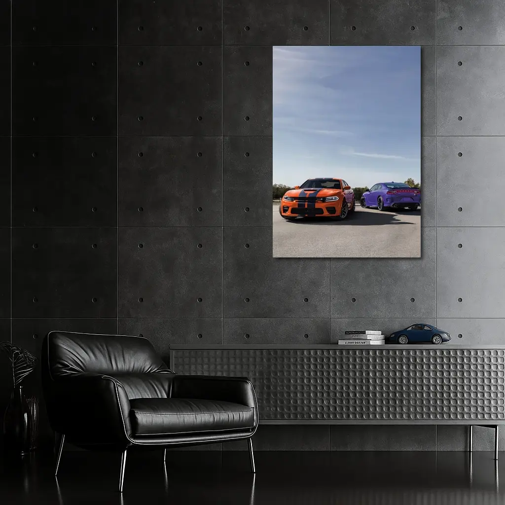 Dodge Charger Orange Purple Duo Road – Wall Art