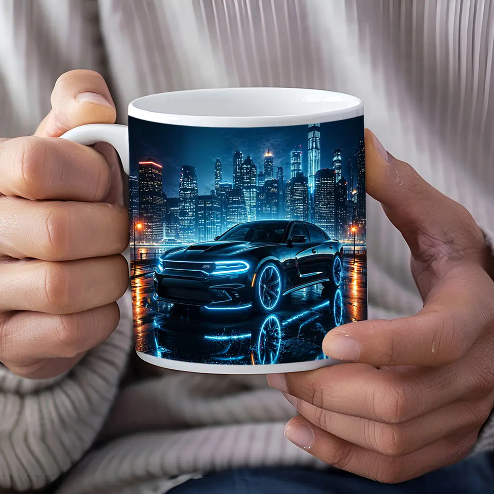 Dodge Charger Neon Glow Night City – Mugs
