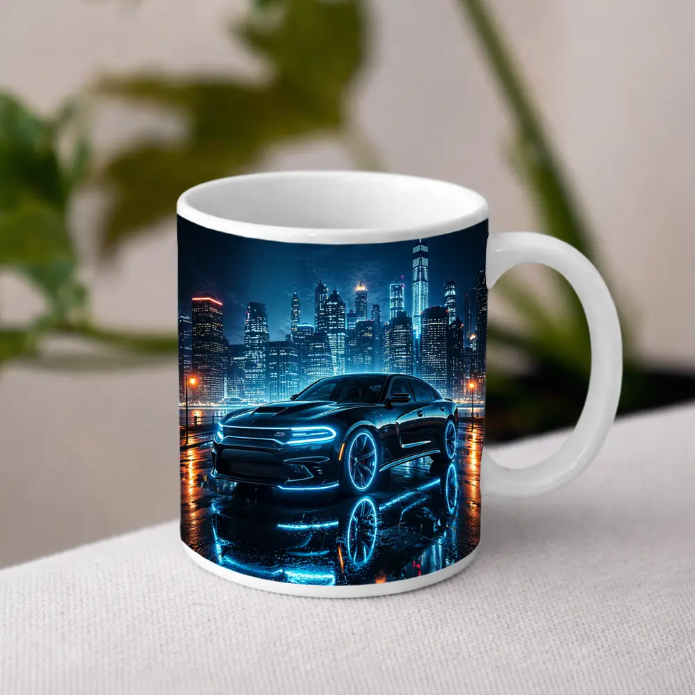 Dodge Charger Neon Glow Night City – Mugs