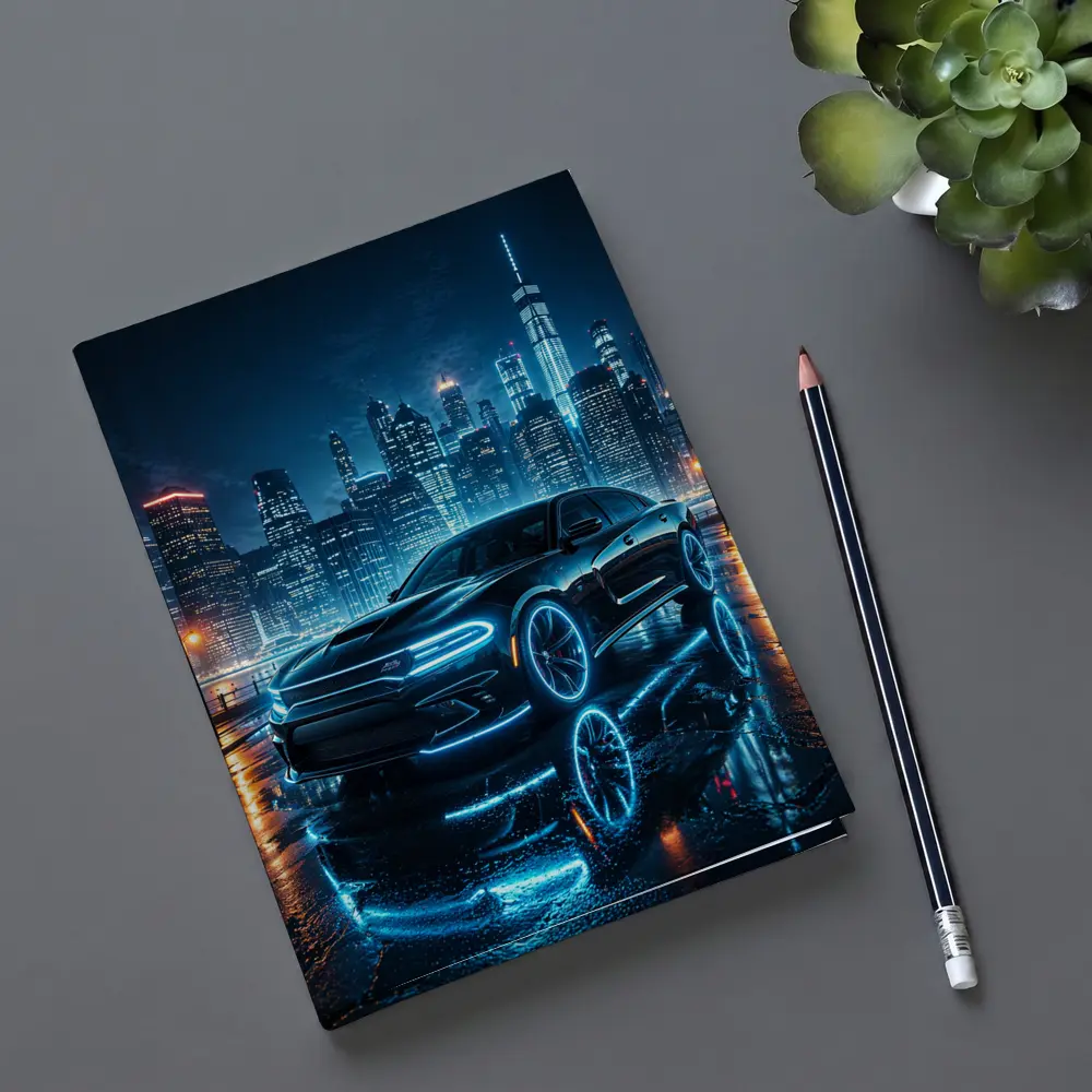 Dodge Charger Neon Glow Night City – Notebooks