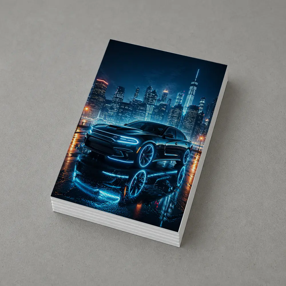 Dodge Charger Neon Glow Night City – Postcards