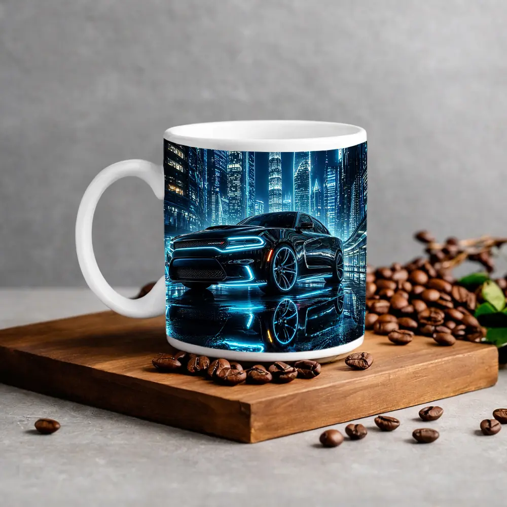 Dodge Charger Neon Lights City Night – Mugs