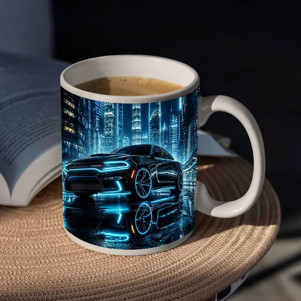 Dodge Charger Neon Lights City Night – Mugs