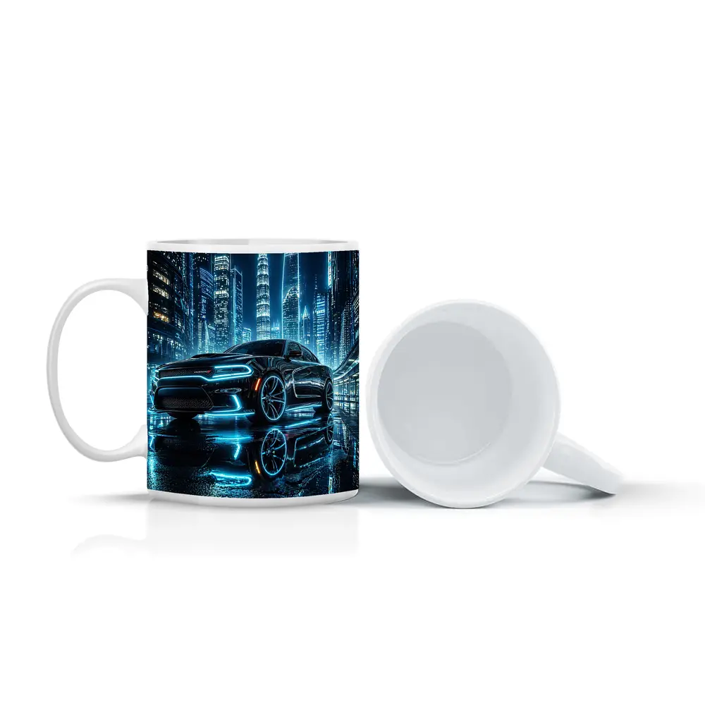 Dodge Charger Neon Lights City Night – Mugs