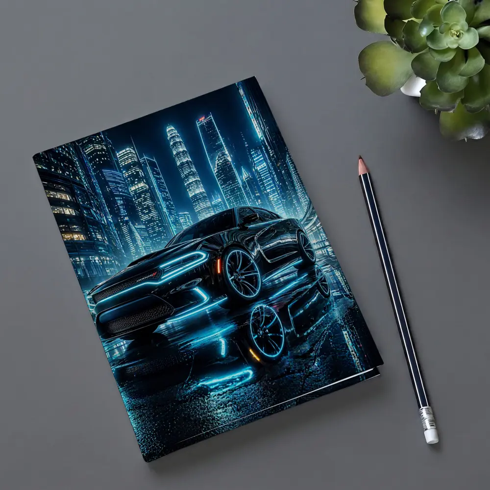 Dodge Charger Neon Lights City Night – Notebooks