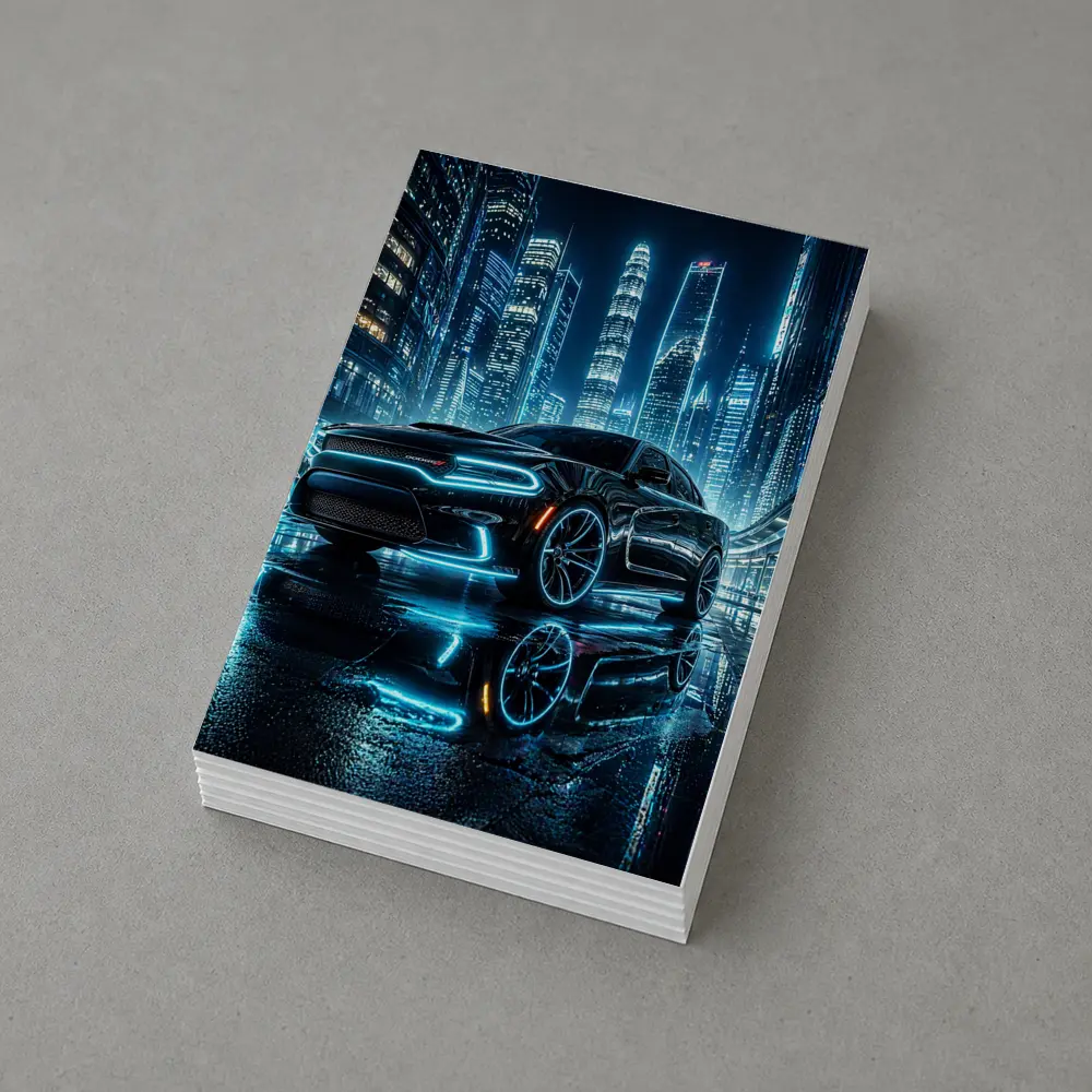 Dodge Charger Neon Lights City Night – Postcards