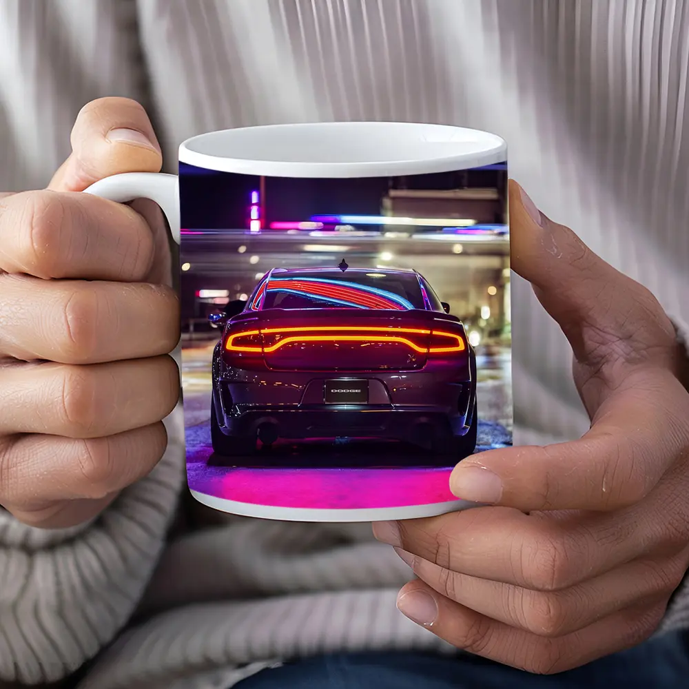 Dodge Charger Rear Neon City Night – Mugs