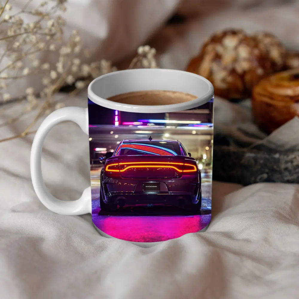 Dodge Charger Rear Neon City Night – Mugs