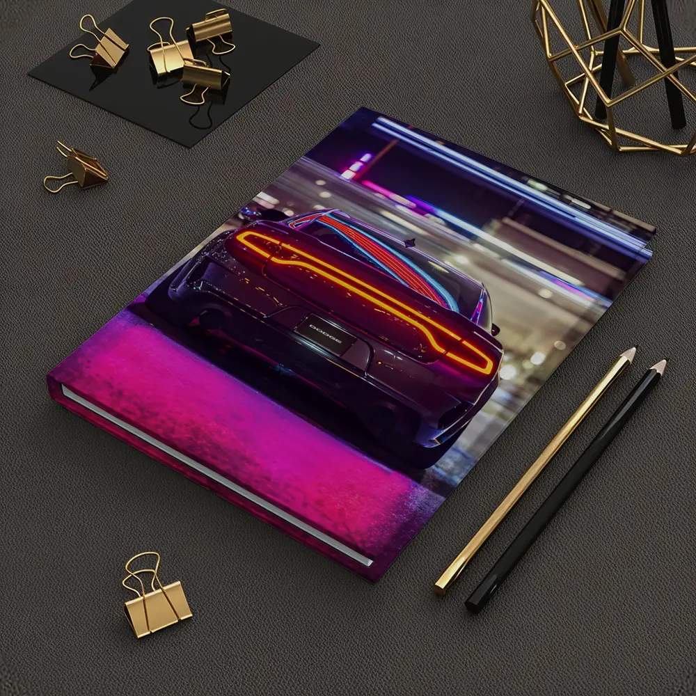 Dodge Charger Rear Neon City Night – Notebooks