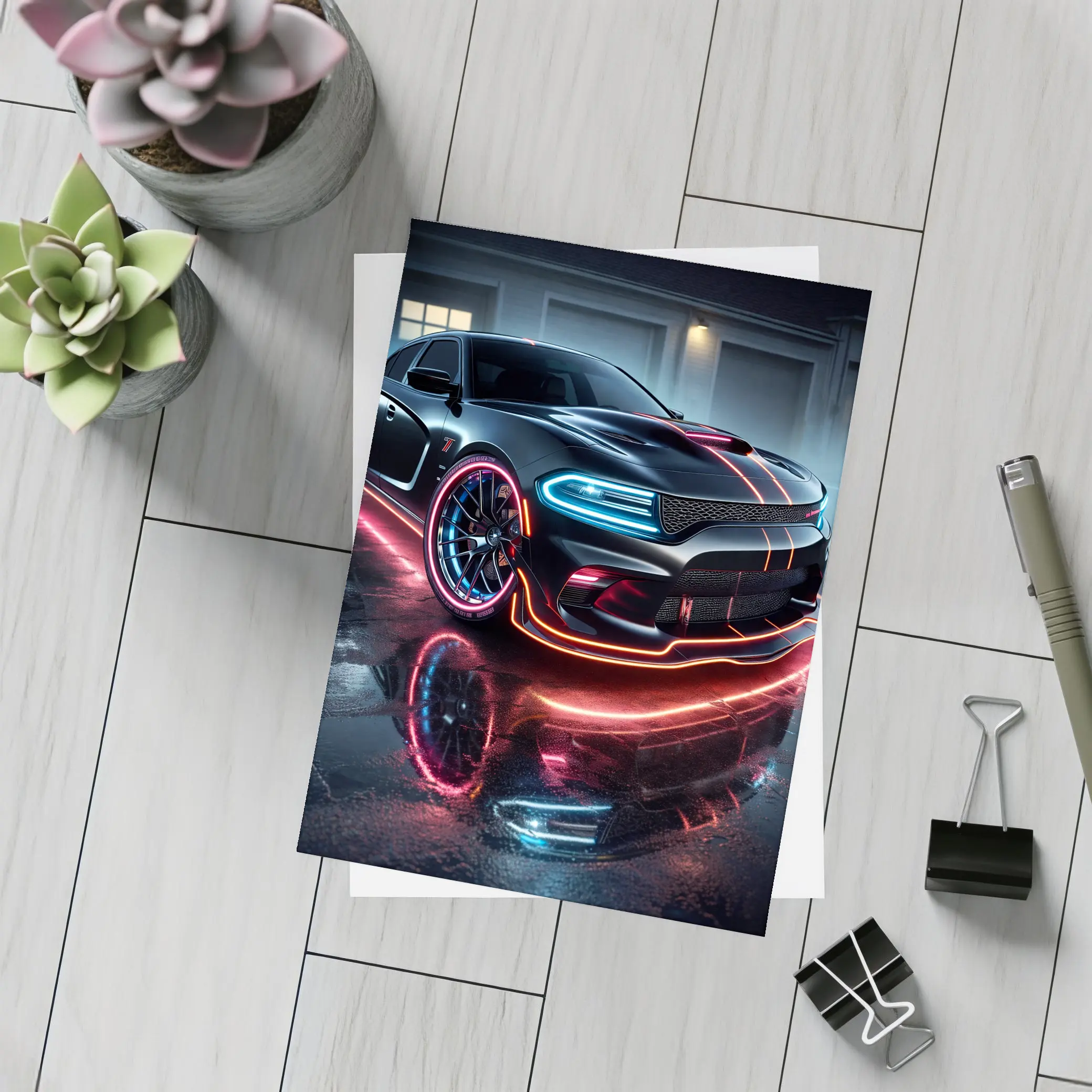 Dodge Charger SRT Hellcat Neon Night – Postcards