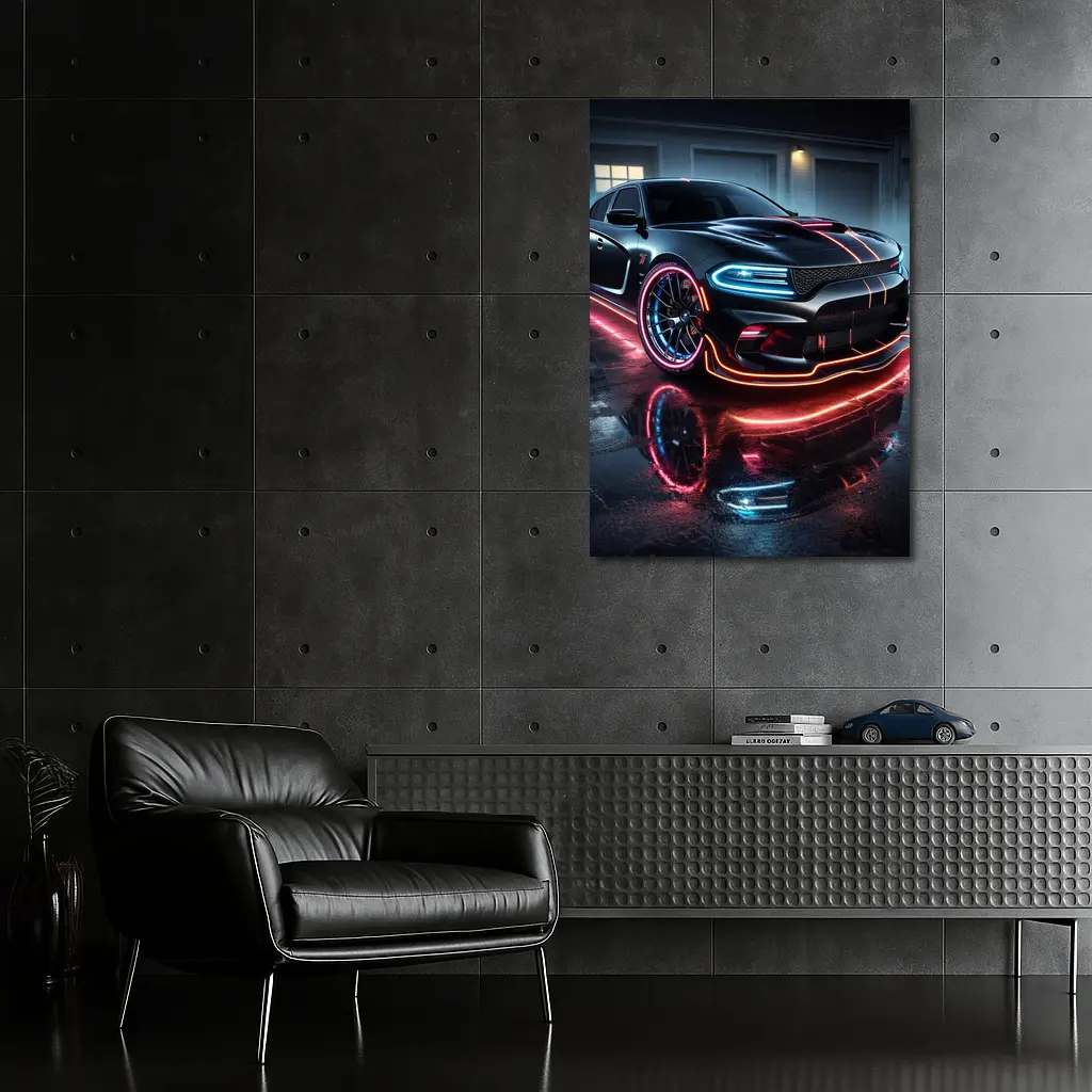 Dodge Charger SRT Hellcat Neon Night – Wall Art