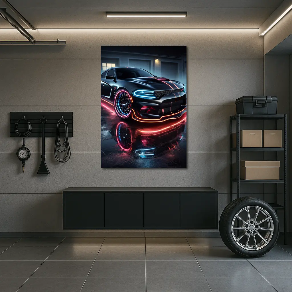 Dodge Charger SRT Hellcat Neon Night – Wall Art