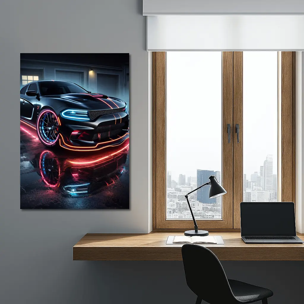 Dodge Charger SRT Hellcat Neon Night – Wall Art