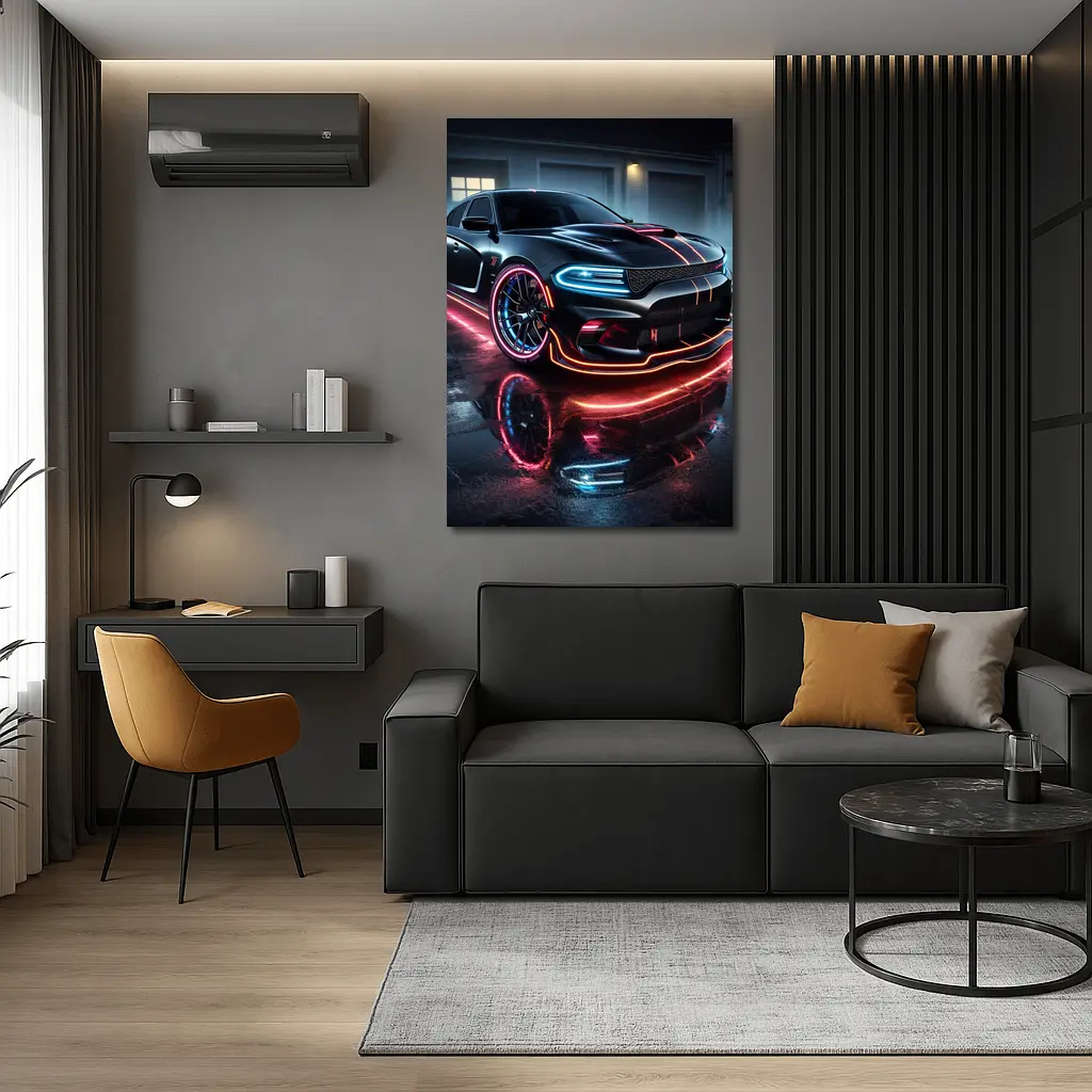Dodge Charger SRT Hellcat Neon Night – Wall Art