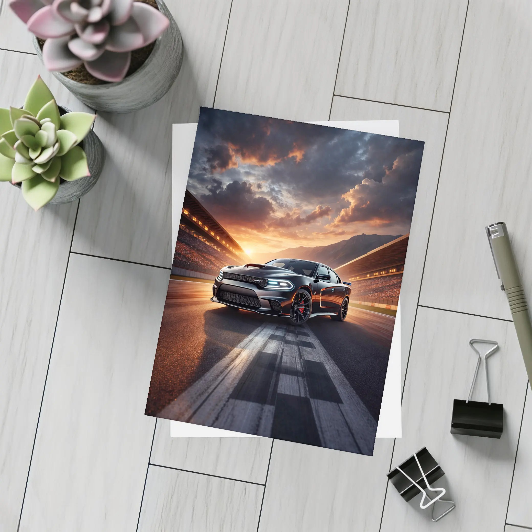 Dodge Charger SRT Hellcat Sunset Racing Track – Postcards