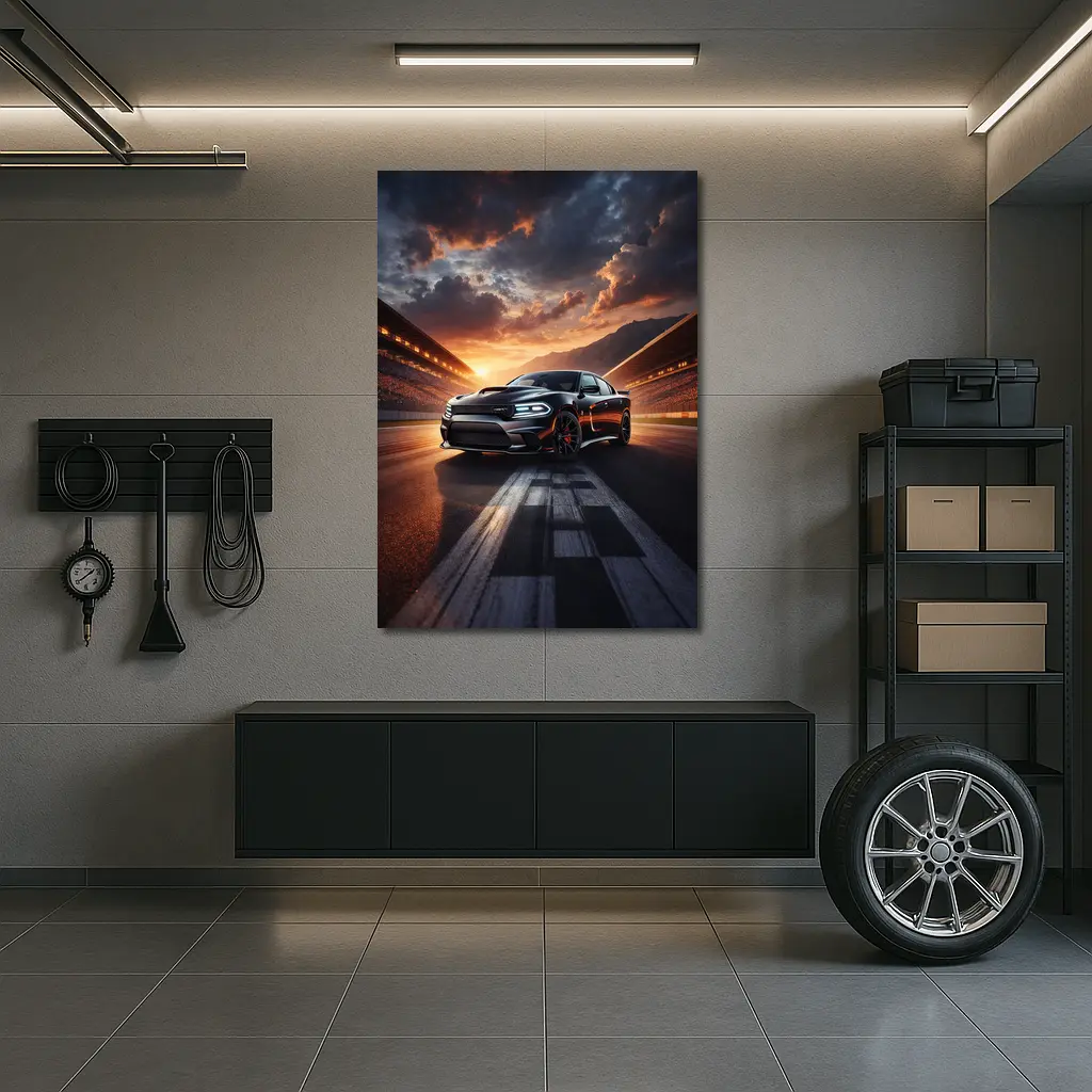 Dodge Charger SRT Hellcat Sunset Racing Track – Wall Art