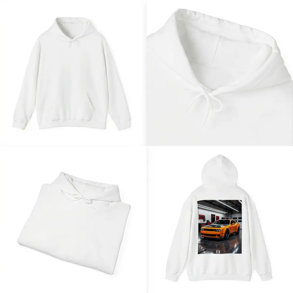 Dodge Challenger SRT Orange Garage Shot – Hoodies